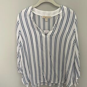 NWT Michael Kors LS Blue Striped Top, S